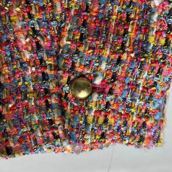 Talbots Colorful Tweed Gold Button Blazer Chanel Look – Size 6 - Picture 6 of 10